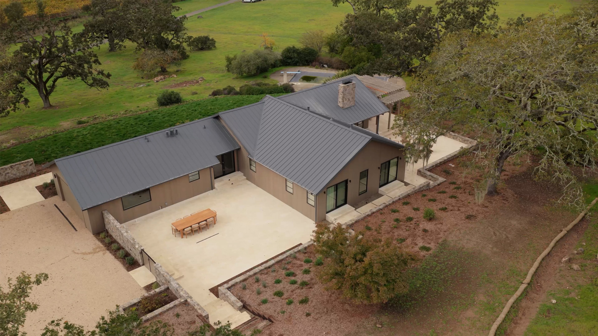 Aerial photo of a finished home
